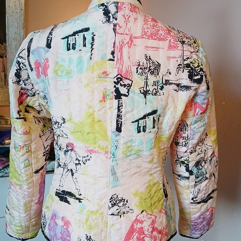 Vintage 100% Silk Womens Jacket Pink Silk Club Petite Size PS - Picture 4 of 11